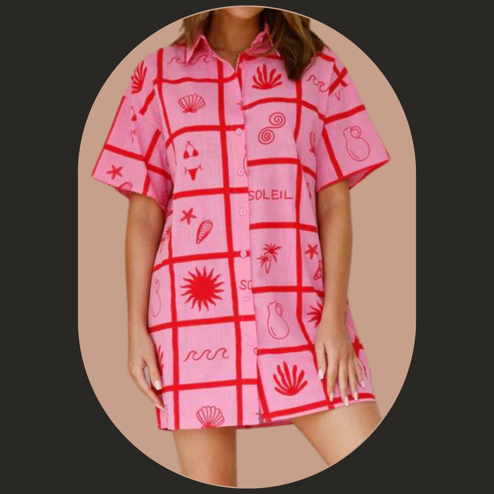 Coastal Shirt Dress ~ Pink